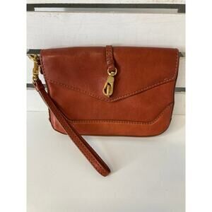 MARC BY MARC JACOBS BURNT ORANGE, BROWN LEATHER WRISTLET